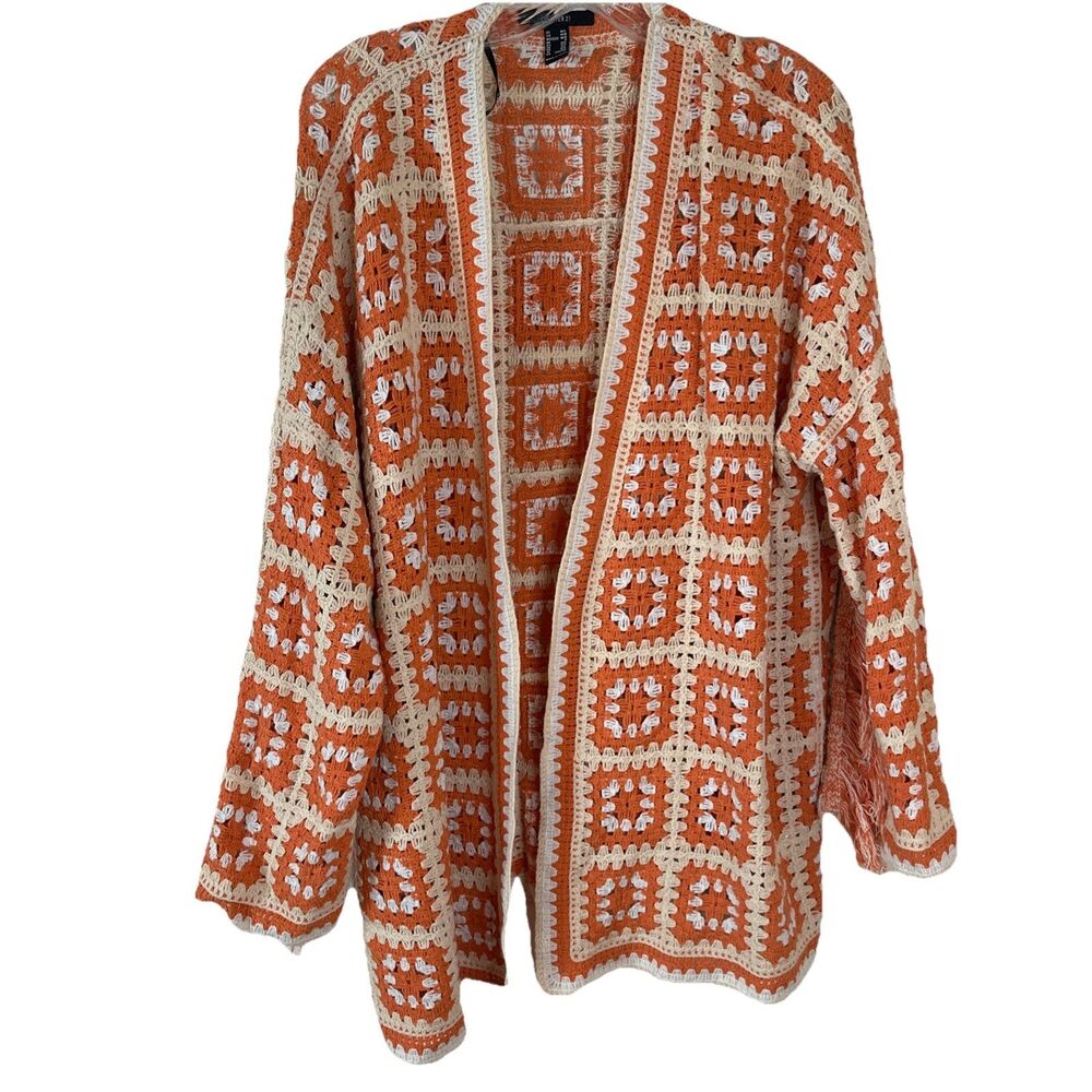 Crochet Design Granny Squares Cardigan M/L Cottagecore Fringe Boho